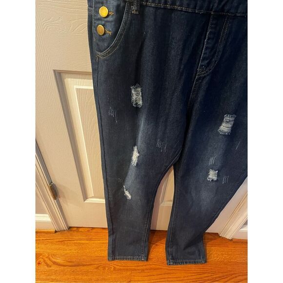 Ava Costume Full Length Distressed Denim Overalls sz L NWT - Picture 5 of 8